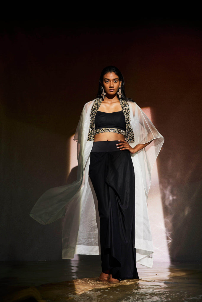 MIRROR BRALETTE AND DRAPED SKIRT SET - dash and dot dash and dot