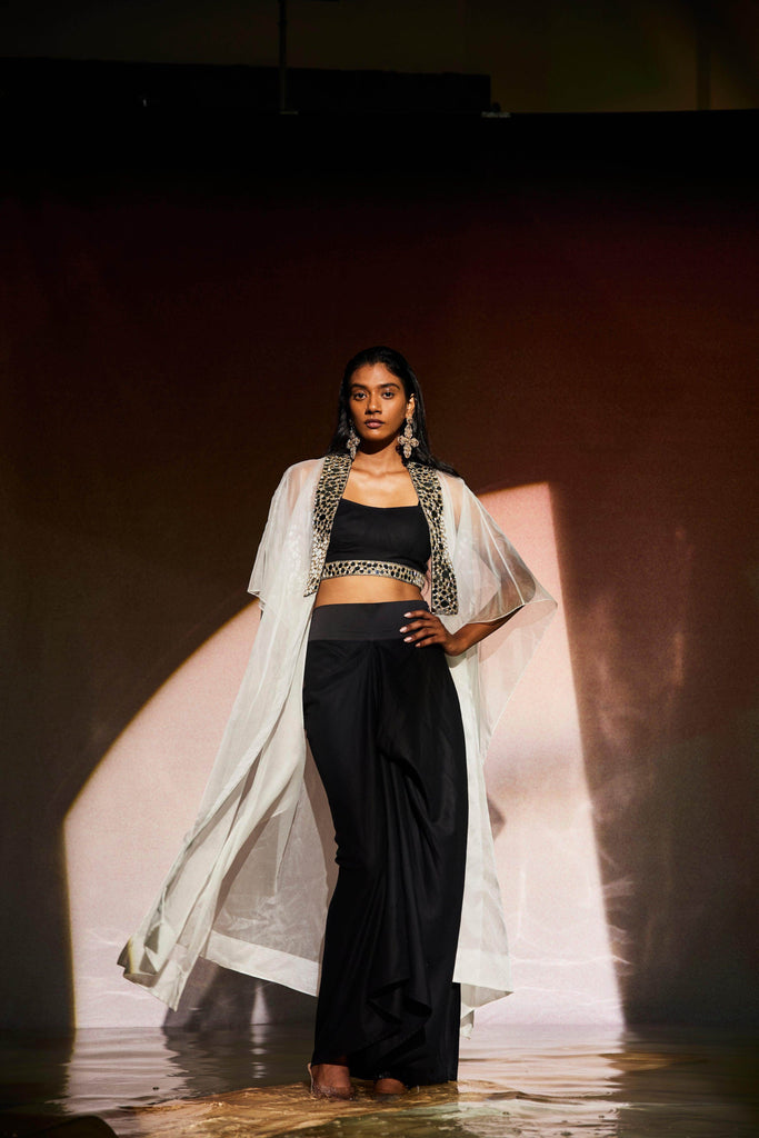 MIRROR BRALETTE AND DRAPED SKIRT SET - dash and dot dash and dot