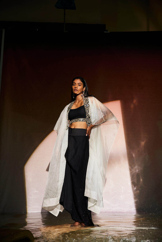 MIRROR BRALETTE AND DRAPED SKIRT SET - dash and dot dash and dot