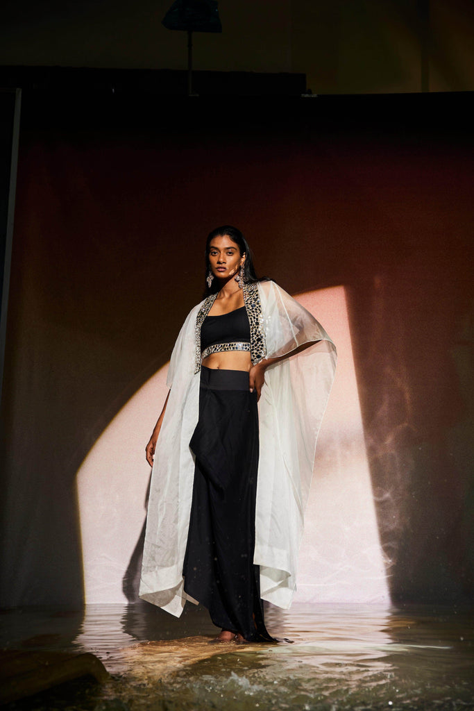 MIRROR BRALETTE AND DRAPED SKIRT SET - dash and dot dash and dot