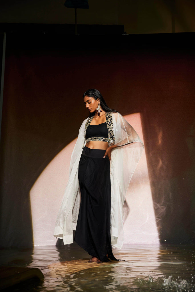 MIRROR BRALETTE AND DRAPED SKIRT SET - dash and dot dash and dot