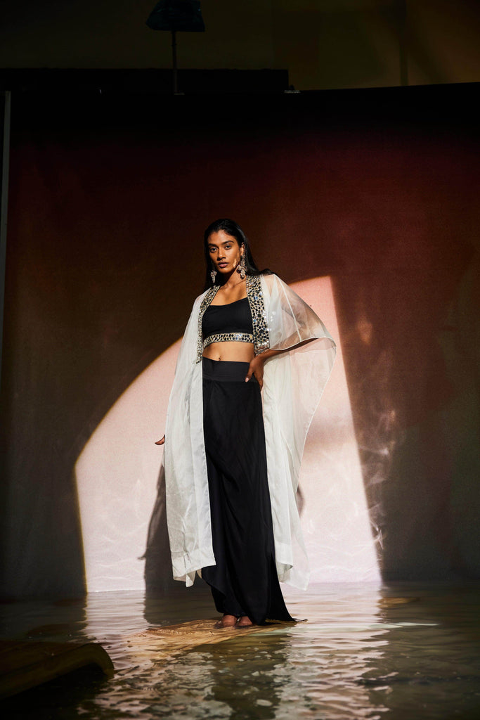 MIRROR BRALETTE AND DRAPED SKIRT SET - dash and dot dash and dot