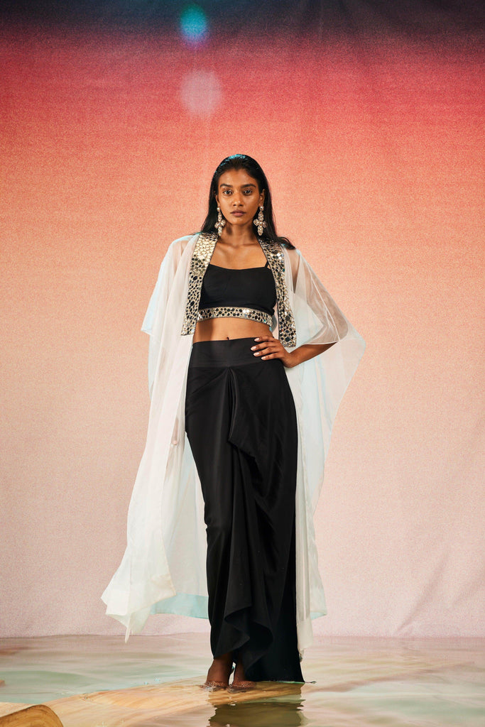 MIRROR BRALETTE AND DRAPED SKIRT SET - dash and dot dash and dot