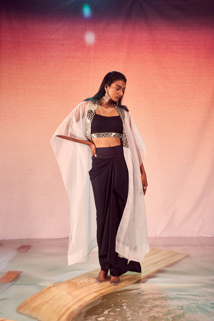 MIRROR BRALETTE AND DRAPED SKIRT SET - dash and dot dash and dot