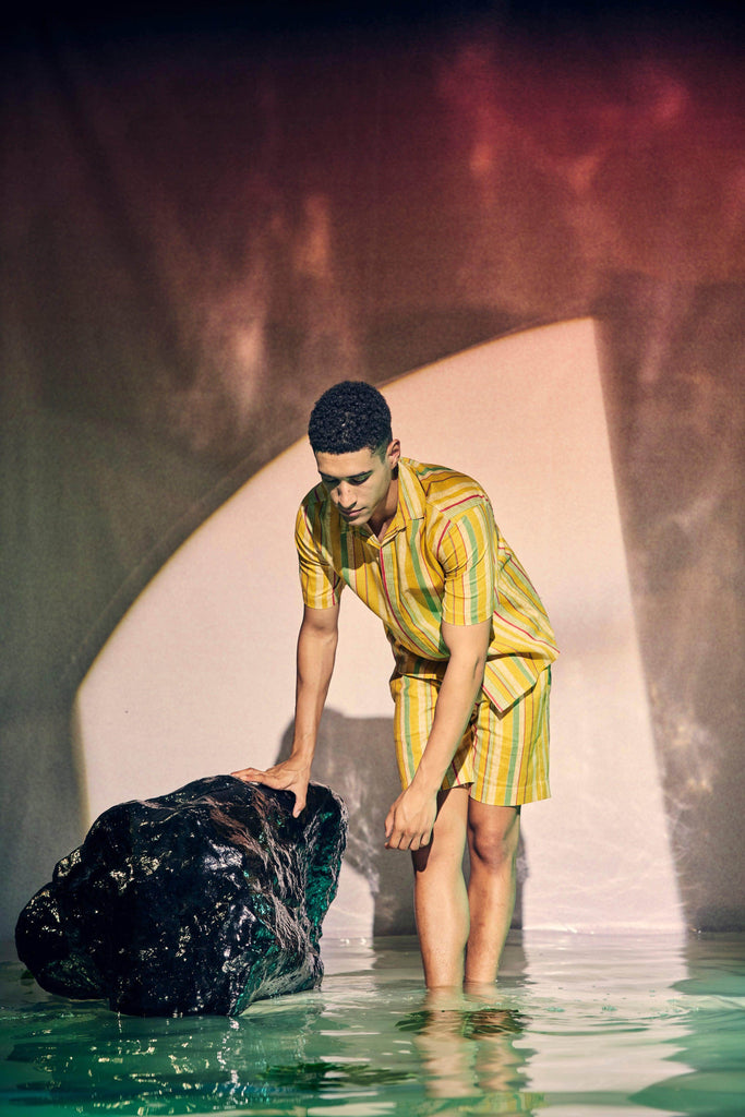 MULTI STRIPE LINEN SHORTS SET - dash and dot dash and dot