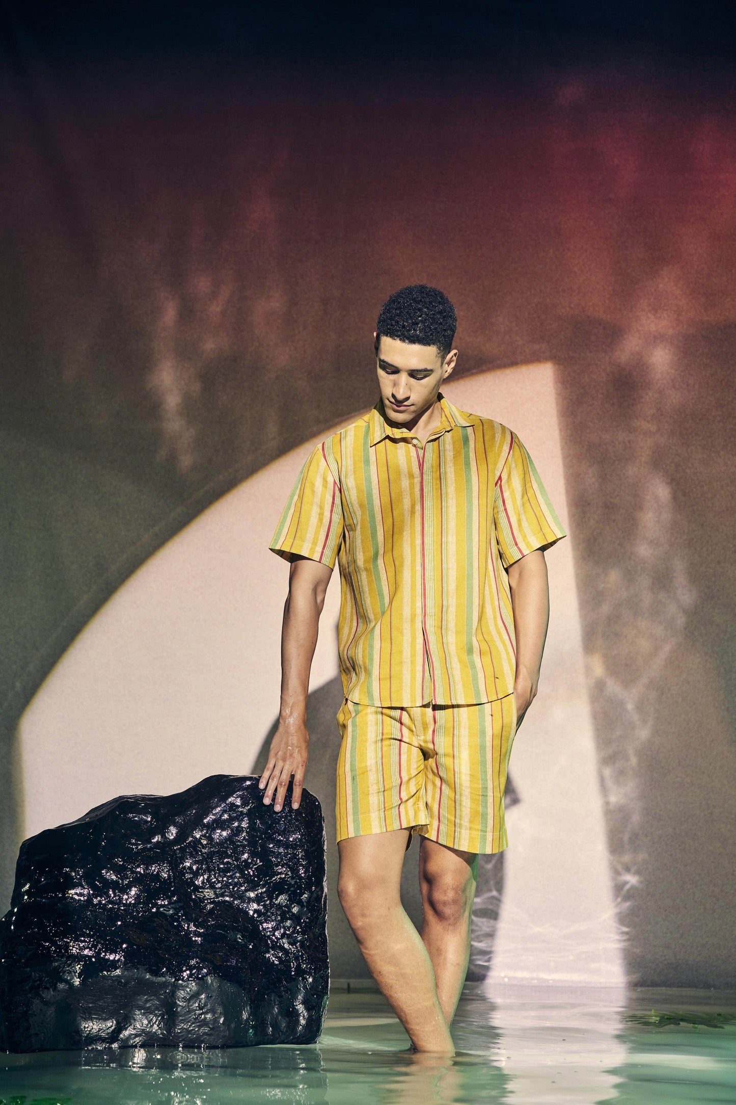 MULTI STRIPE LINEN SHORTS SET - dash and dot