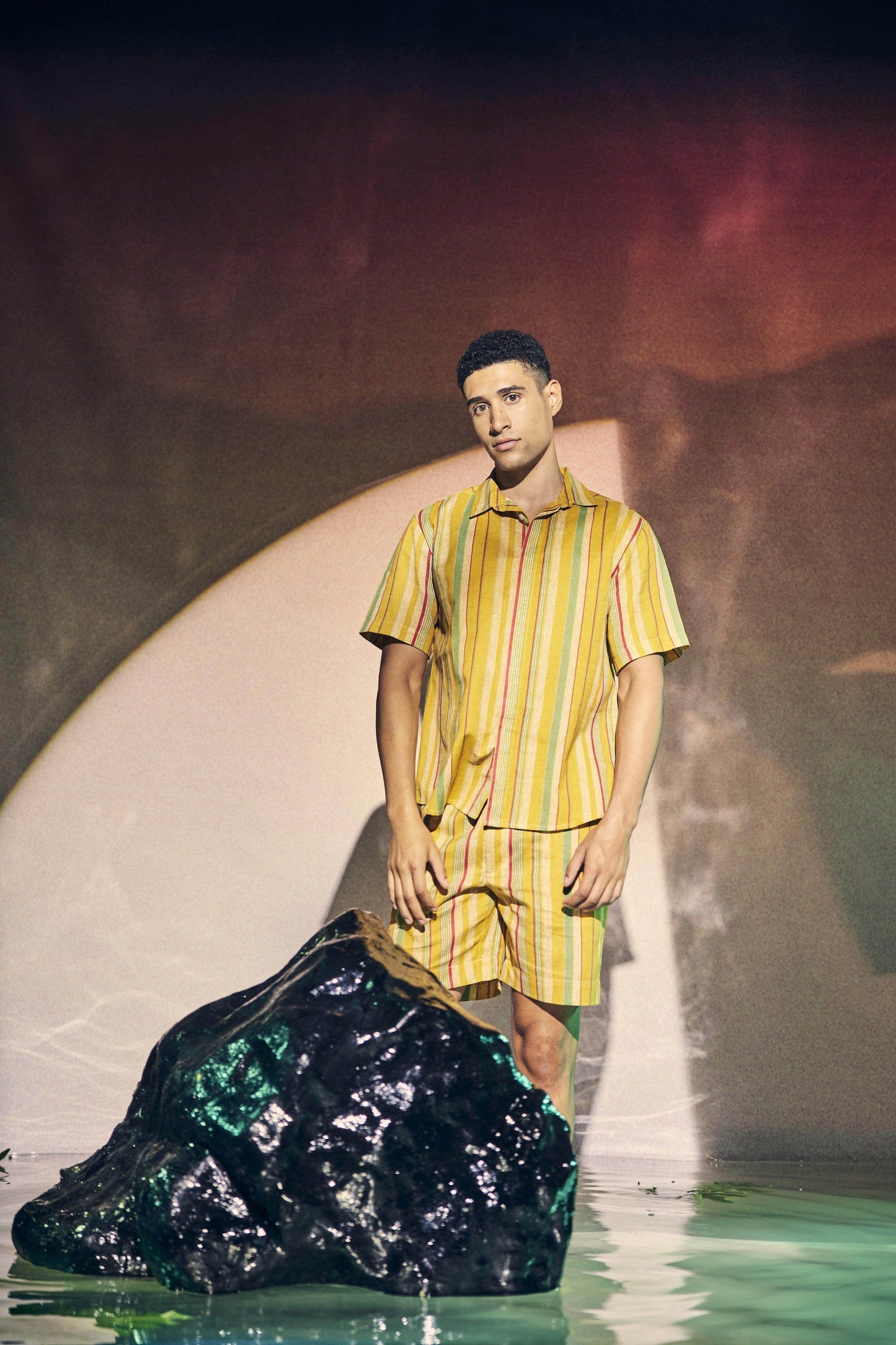 MULTI STRIPE LINEN SHORTS SET - dash and dot