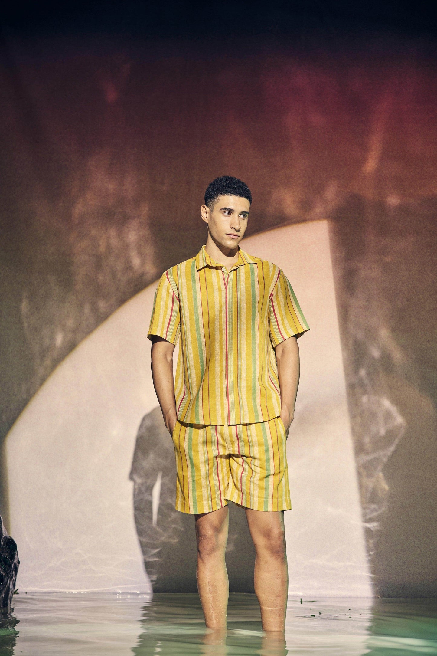 MULTI STRIPE LINEN SHORTS SET - dash and dot