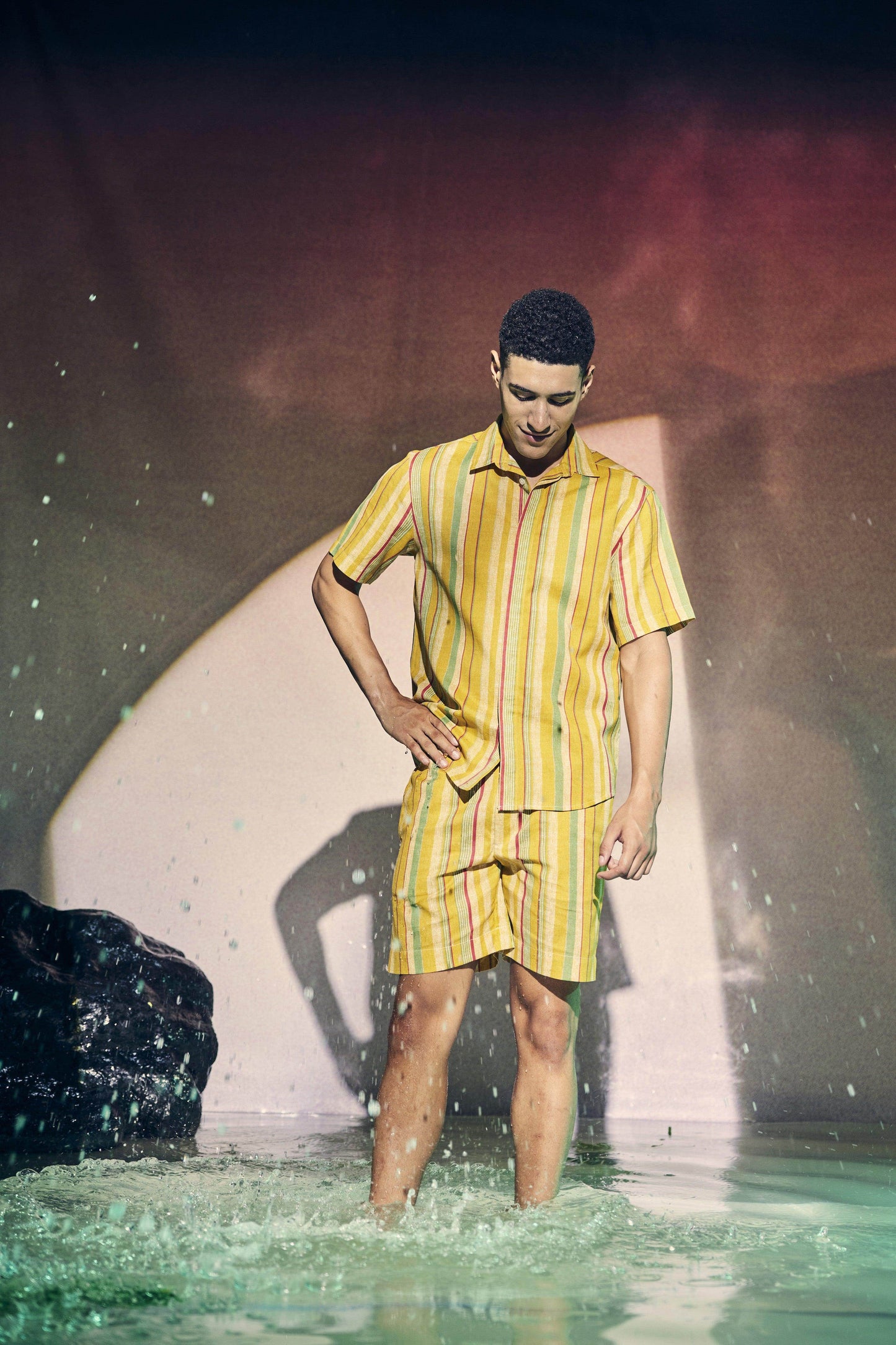 MULTI STRIPE LINEN SHORTS SET - dash and dot