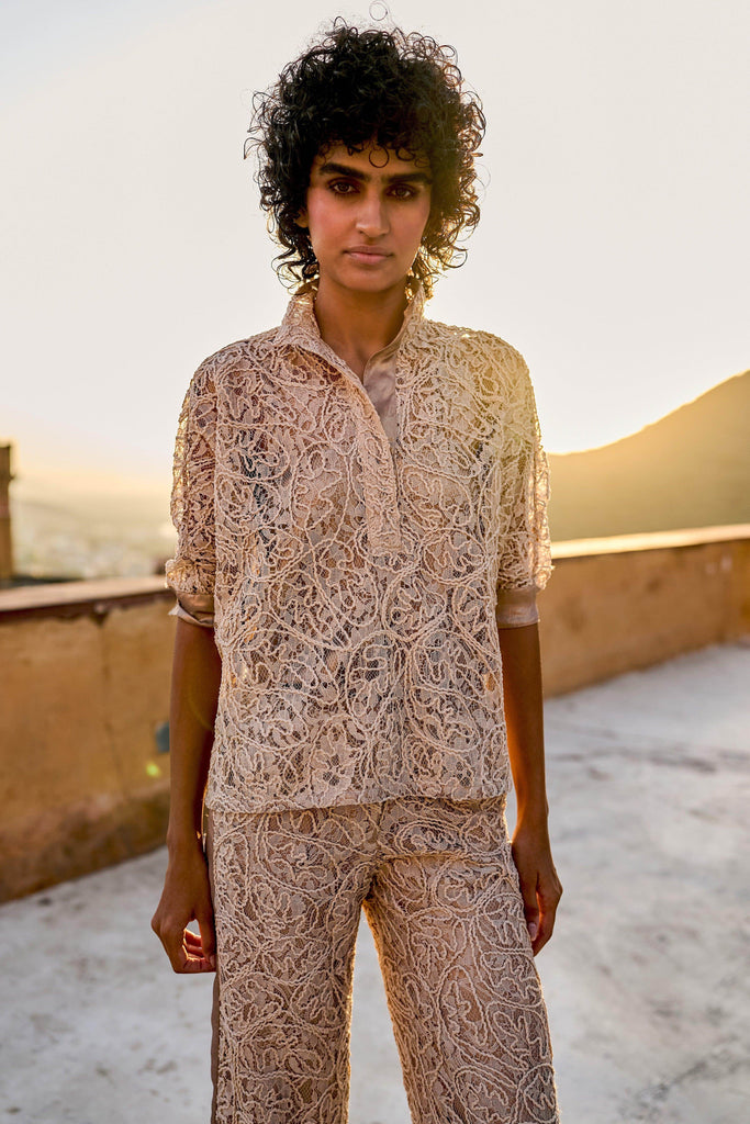 CORD EMBROIDERED LACE TOP - dash and dot dash and dot