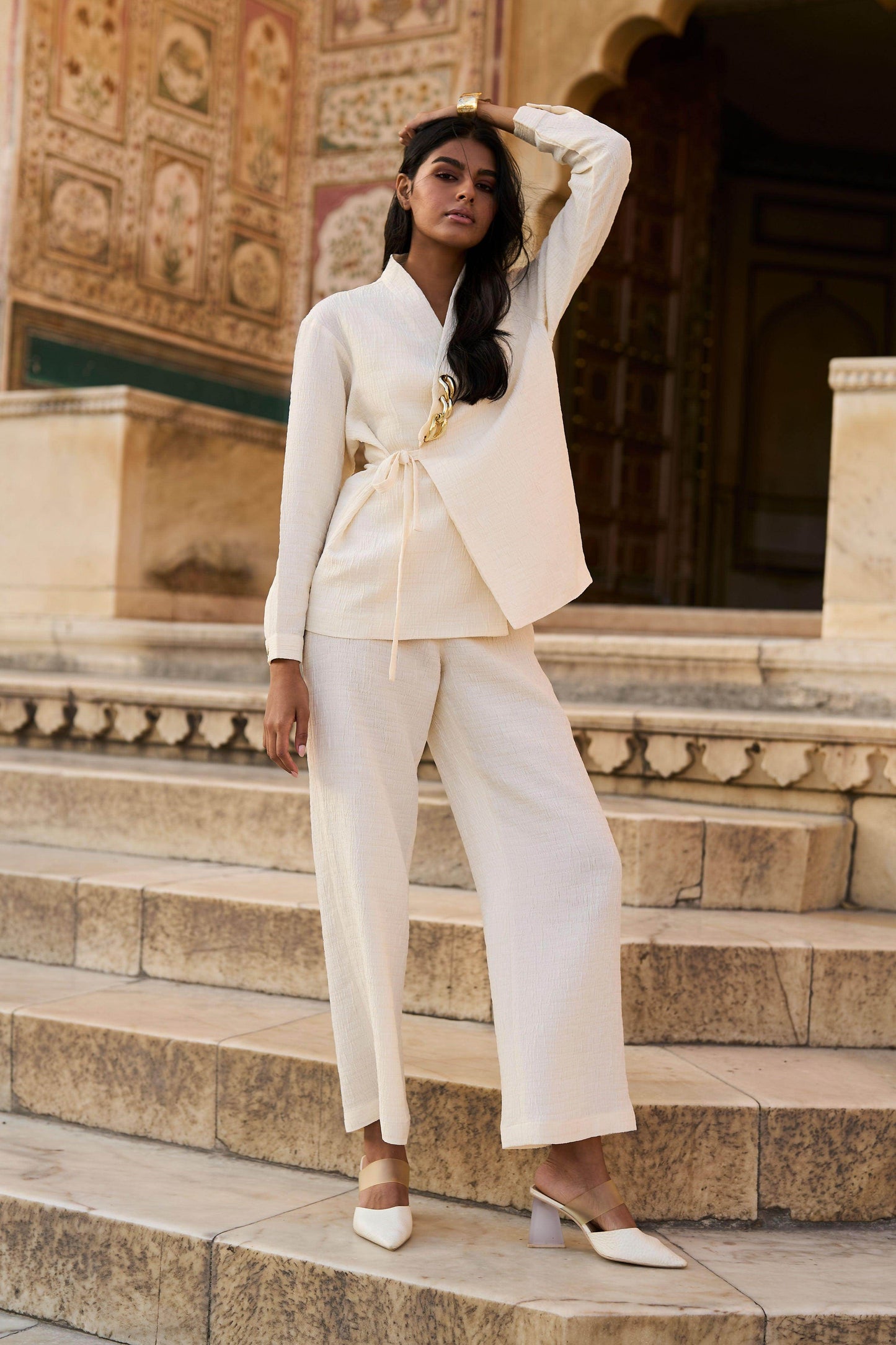 TEXTURED SIDE TIE TOP - dash and dot