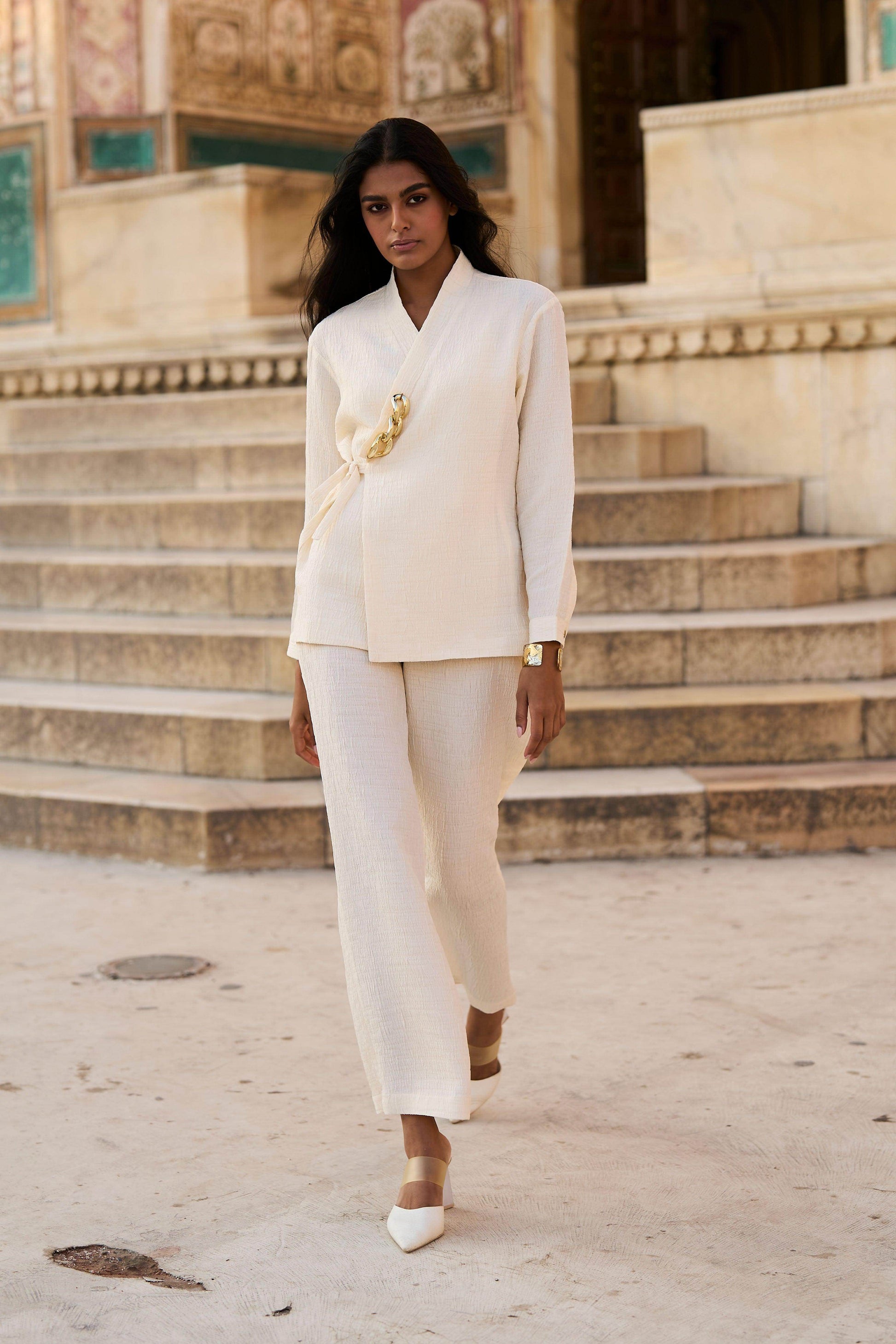 TEXTURED SIDE TIE TOP - dash and dot