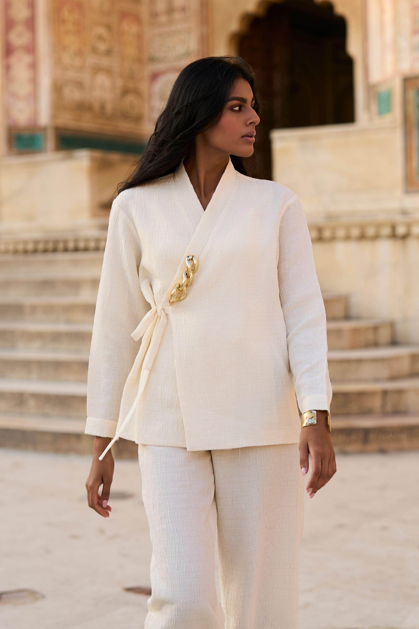 TEXTURED SIDE TIE TOP - dash and dot