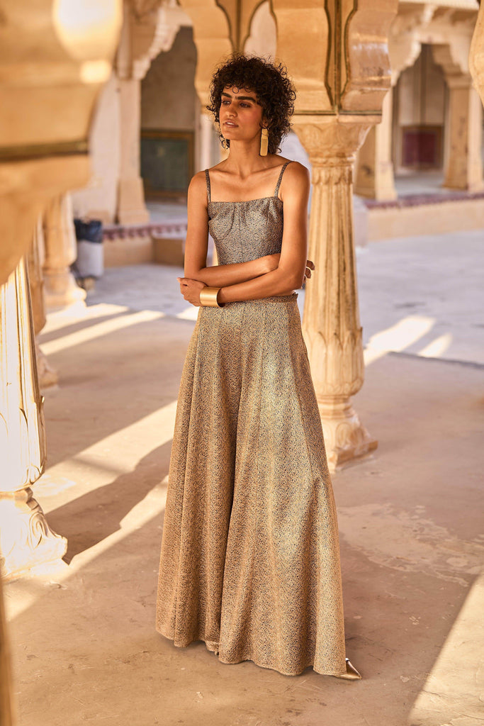 METALLIC CORSET AND PANT SET - dash and dot dash and dot