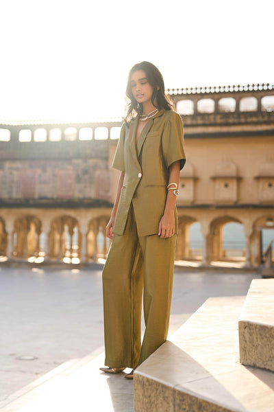 OLIVE BROCADE PANT - dash and dot