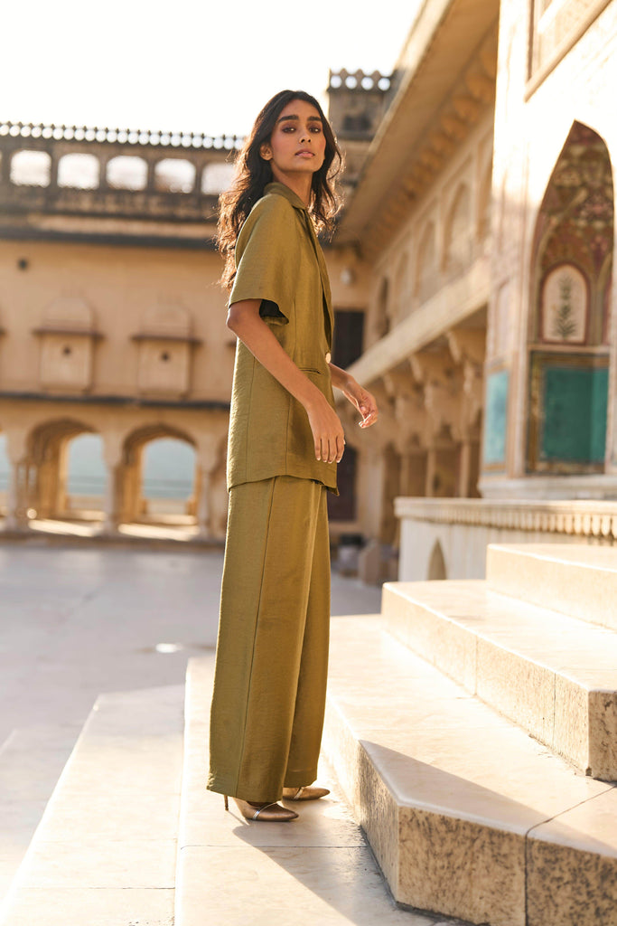 OLIVE BROCADE PANT - dash and dot dash and dot