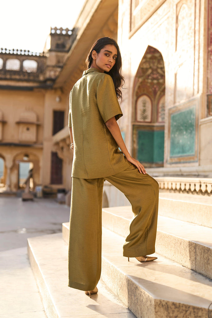 OLIVE BROCADE PANT - dash and dot dash and dot