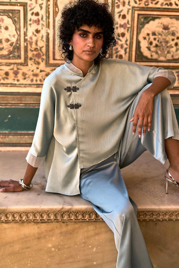 CRINKLE SATIN SHIRT - dash and dot dash and dot