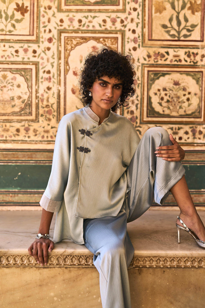 CRINKLE SATIN SHIRT - dash and dot dash and dot