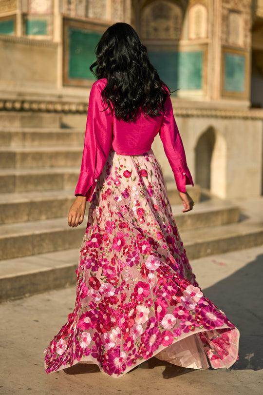 FRONT TIE TOP & 3D FLORAL LACE SKIRT - dash and dot