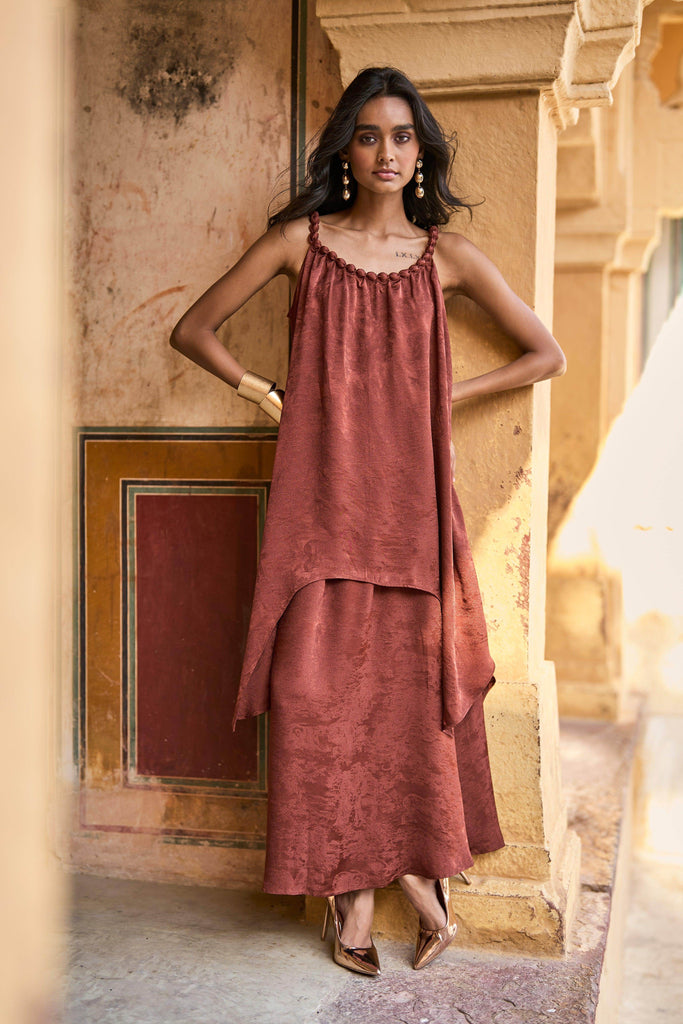 BEADED NECK DRAPED TOP - dash and dot dash and dot