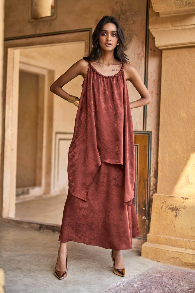 BEADED NECK DRAPED TOP - dash and dot dash and dot