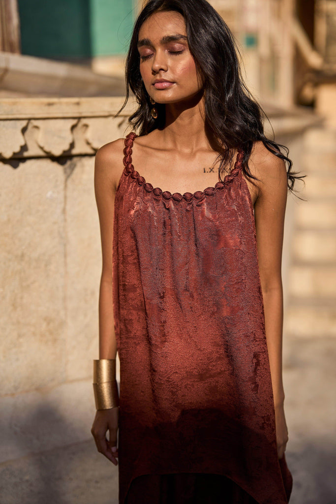 BEADED NECK DRAPED TOP - dash and dot dash and dot