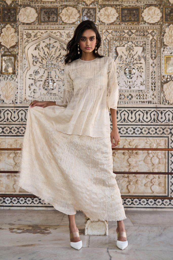 PLEATED TISSUE A-LINE BLOUSE - dash and dot dash and dot