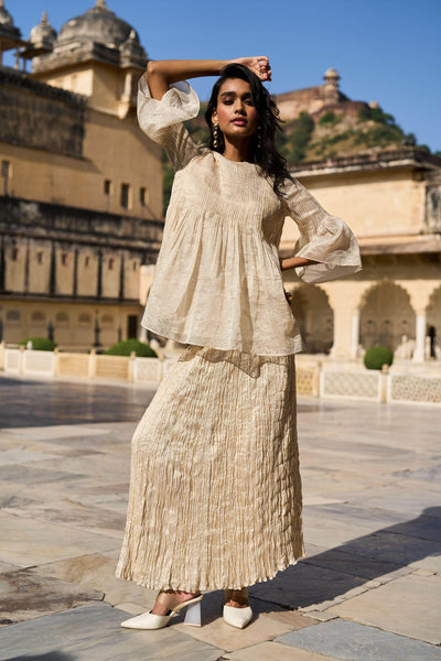 PLEATED TISSUE A-LINE BLOUSE - dash and dot