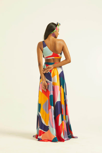 ABSTRACT ONE SHOULDER TOP - dash and dot