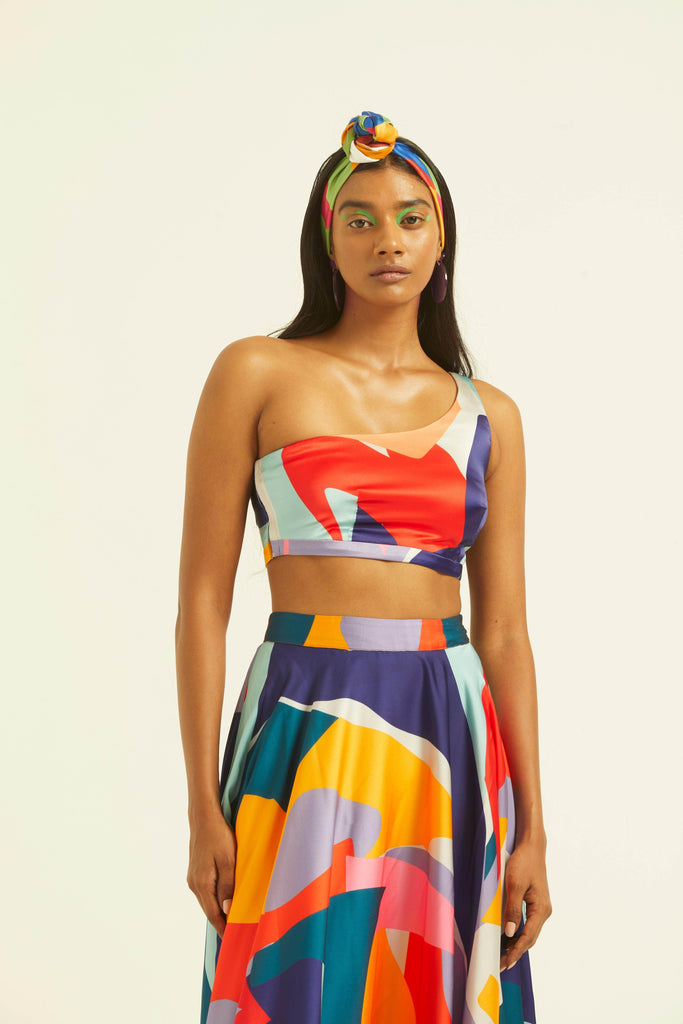 ABSTRACT ONE SHOULDER TOP - dash and dot dash and dot