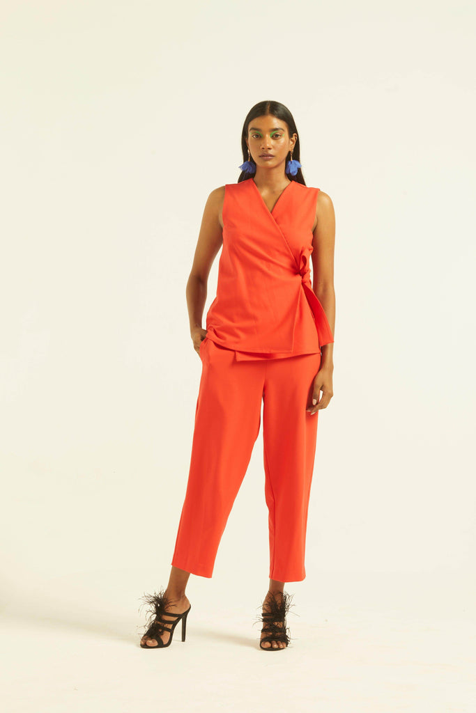 SLEEVELESS CORAL SIDE TIE SET - dash and dot dash and dot