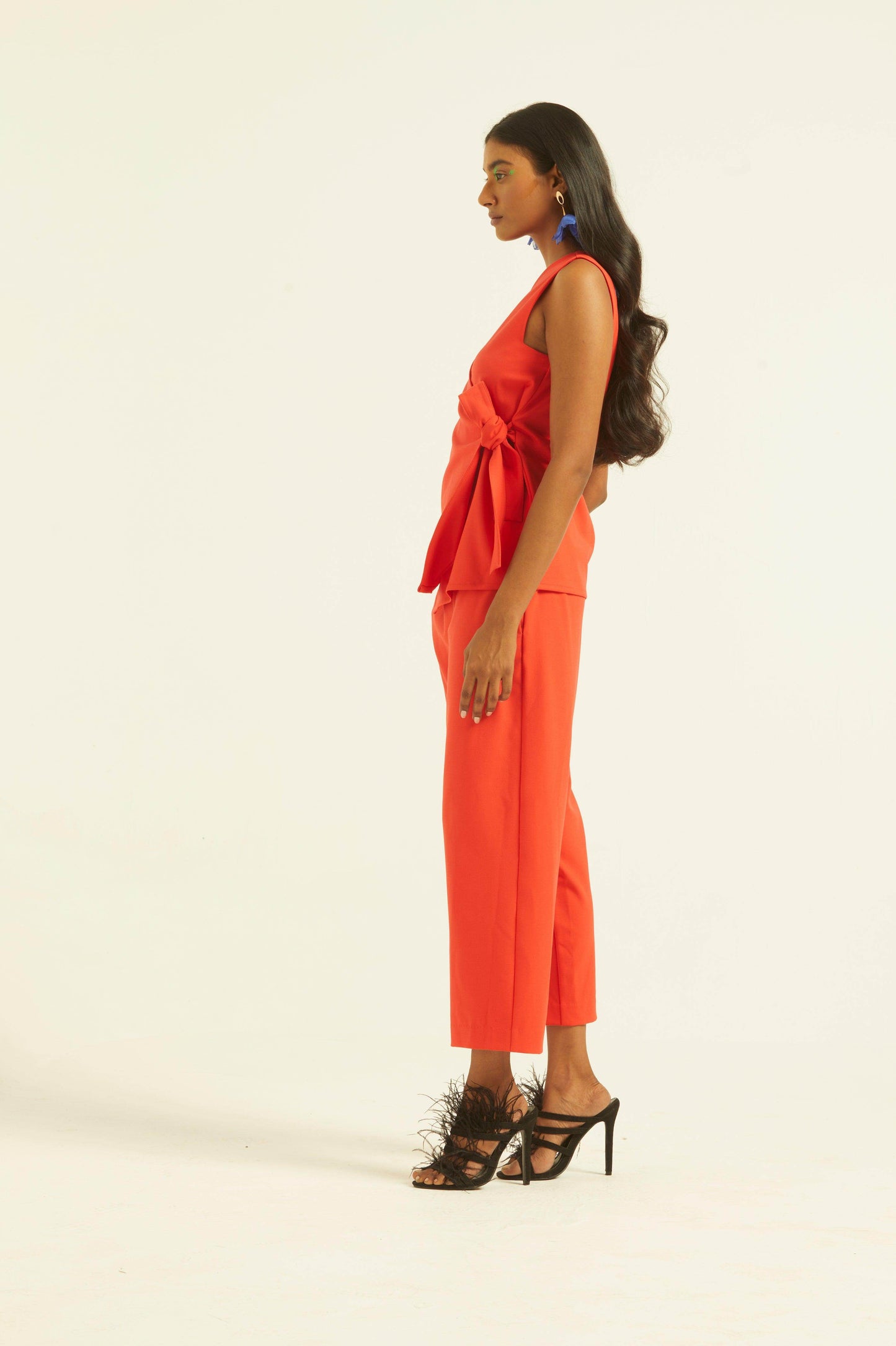 SLEEVELESS CORAL SIDE TIE SET - dash and dot