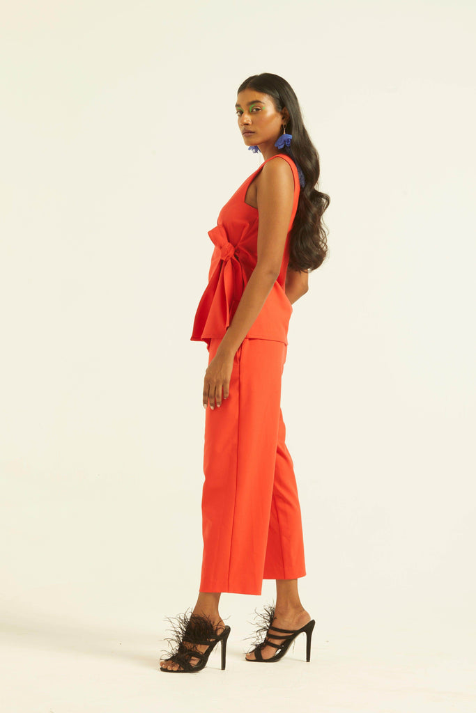SLEEVELESS CORAL SIDE TIE SET - dash and dot dash and dot