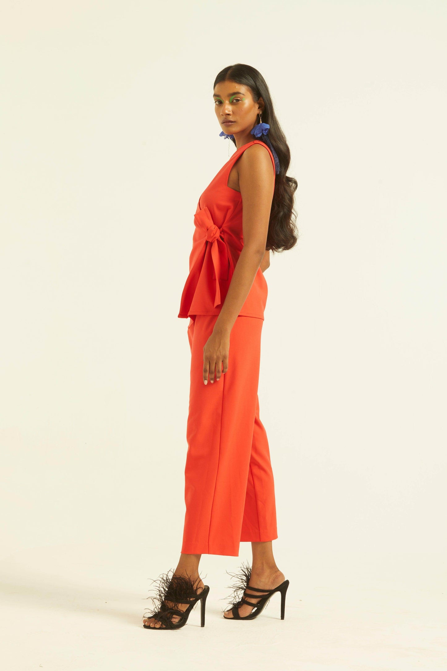 SLEEVELESS CORAL SIDE TIE SET - dash and dot