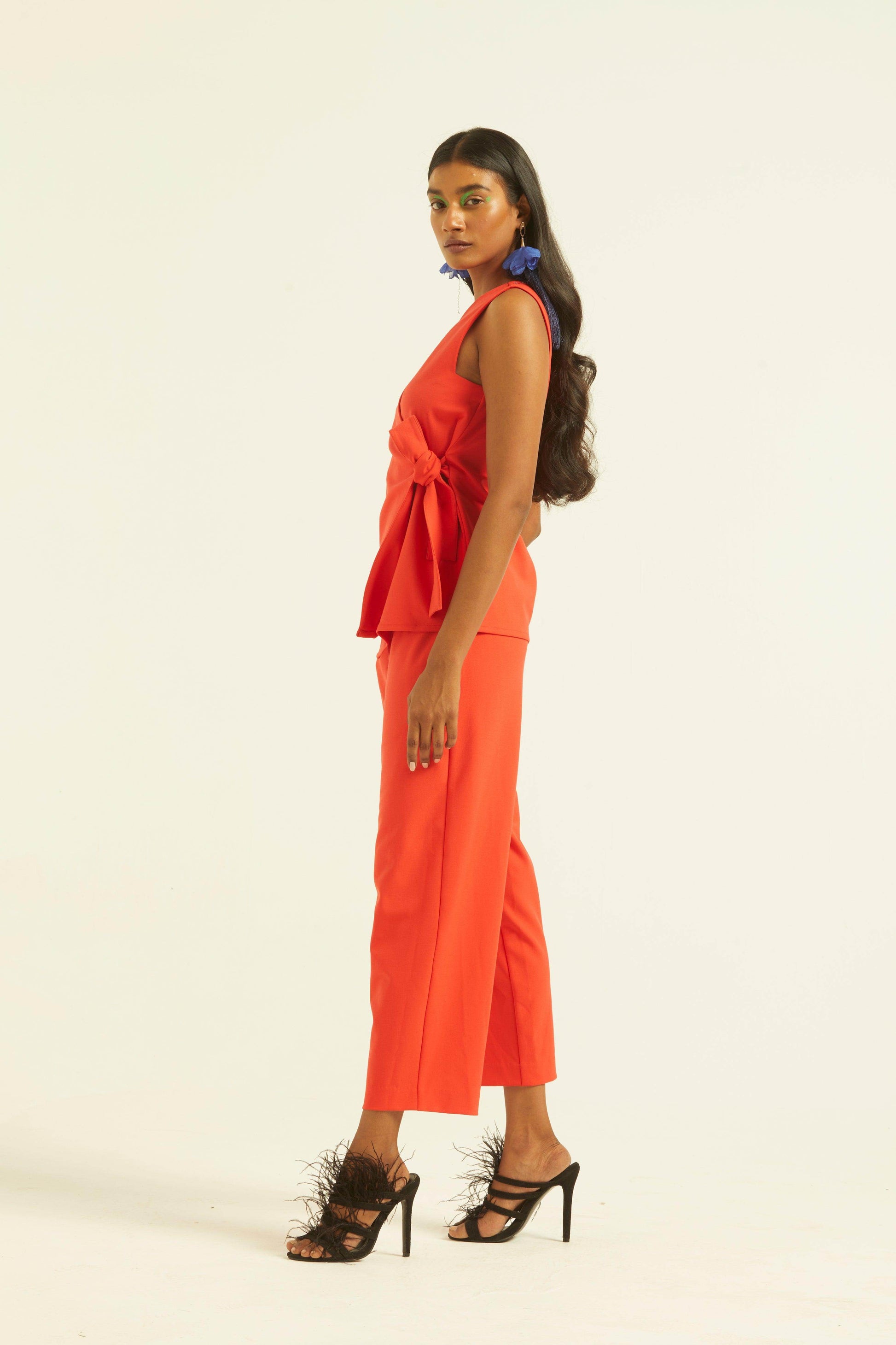 SLEEVELESS CORAL SIDE TIE SET - dash and dot