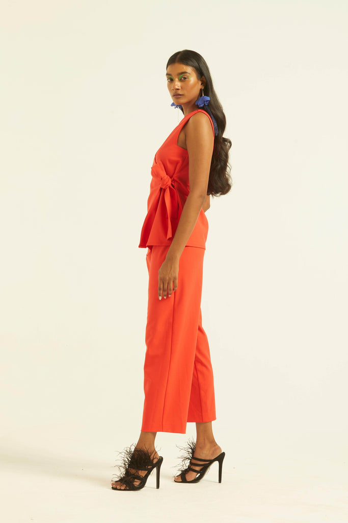 SLEEVELESS CORAL SIDE TIE SET - dash and dot dash and dot