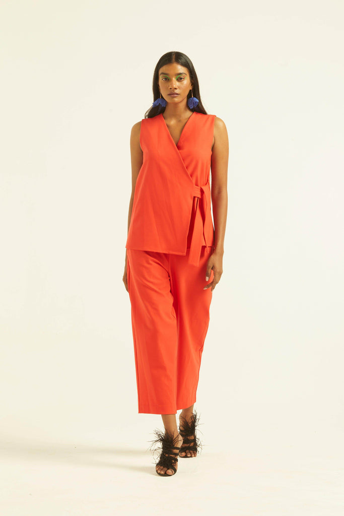 SLEEVELESS CORAL SIDE TIE SET - dash and dot dash and dot