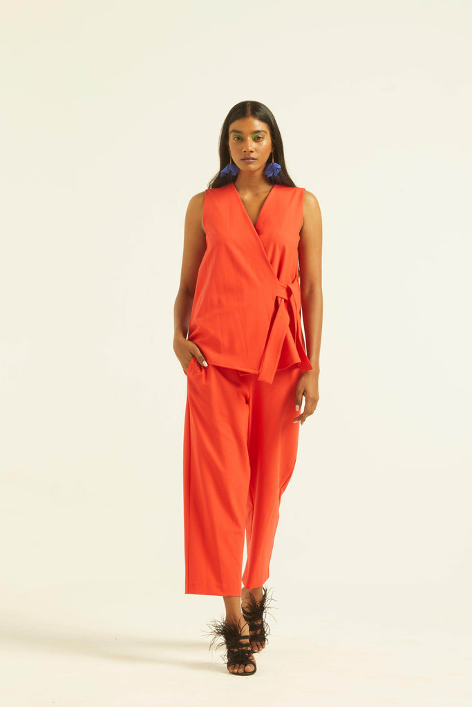 SLEEVELESS CORAL SIDE TIE SET - dash and dot dash and dot