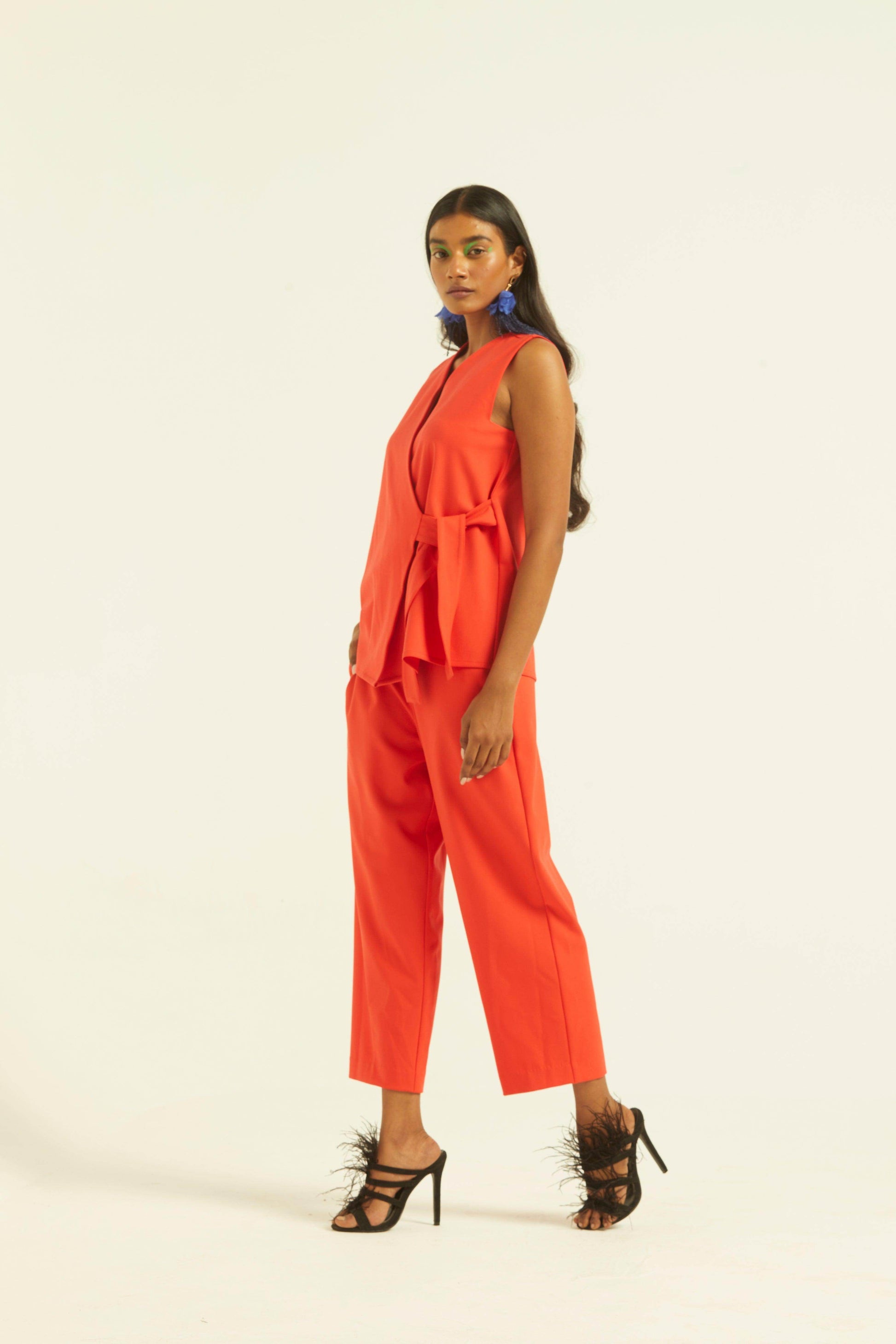 SLEEVELESS CORAL SIDE TIE SET - dash and dot