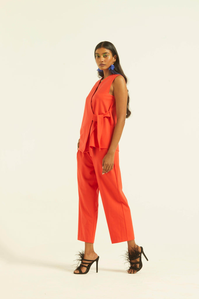 SLEEVELESS CORAL SIDE TIE SET - dash and dot dash and dot