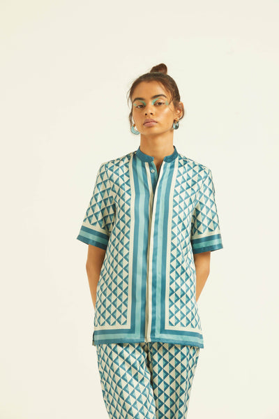 BORDER PRINT SHIRT - dash and dot