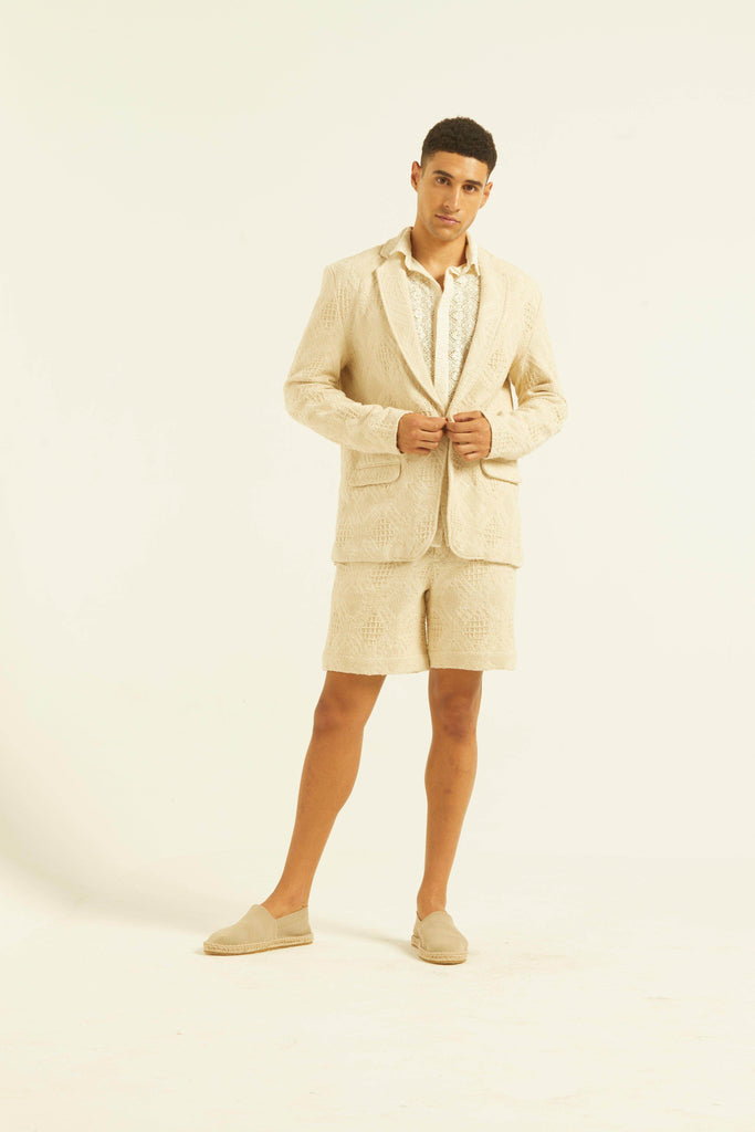 JACQUARD SUMMER SHORTS SUIT - dash and dot dash and dot