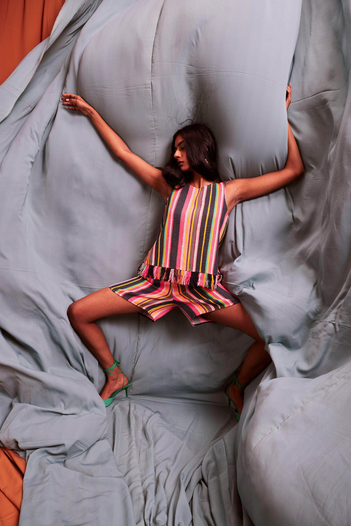 SLEEVELESS MULTI STRIPE SET - dash and dot dash and dot