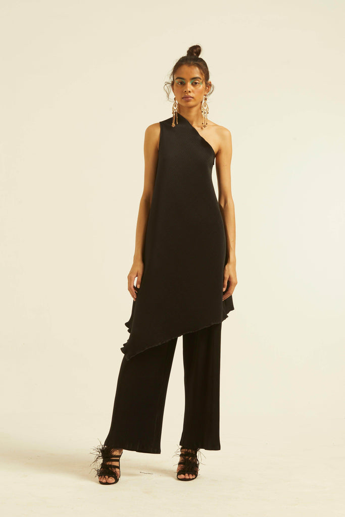 ONE-SHOULDERED PLEAT SET - dash and dot dash and dot