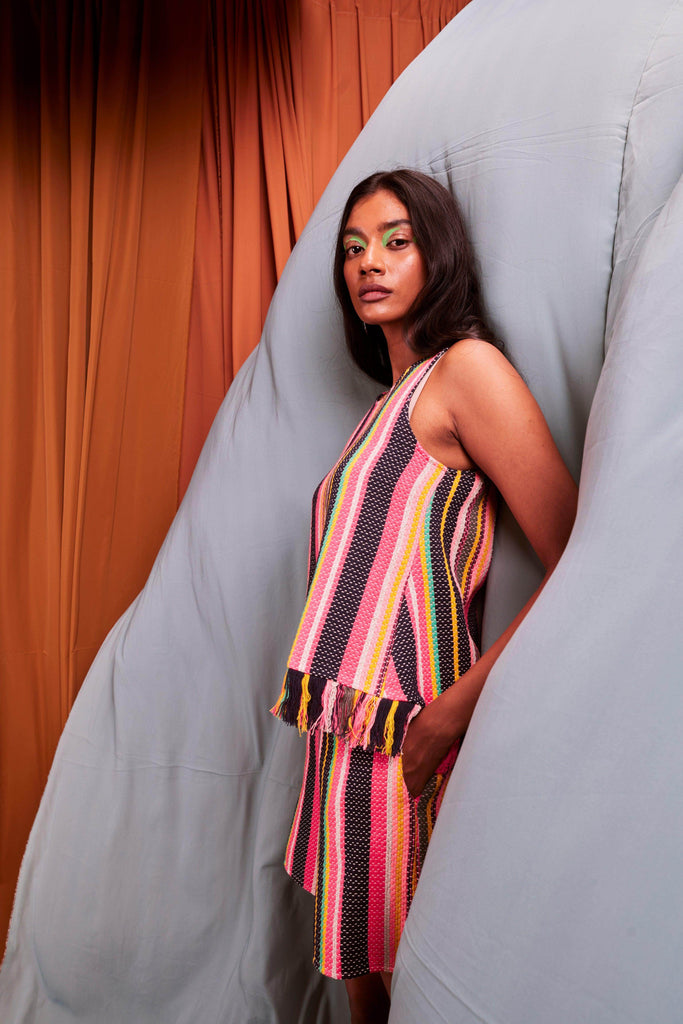 SLEEVELESS MULTI STRIPE SET - dash and dot dash and dot