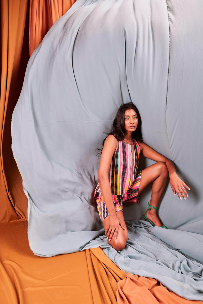 SLEEVELESS MULTI STRIPE SET - dash and dot dash and dot