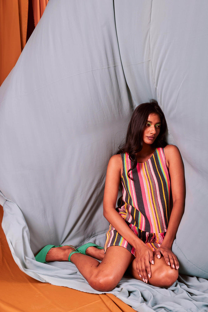 SLEEVELESS MULTI STRIPE SET - dash and dot dash and dot