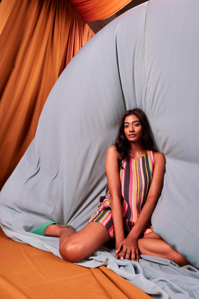 SLEEVELESS MULTI STRIPE SET - dash and dot dash and dot