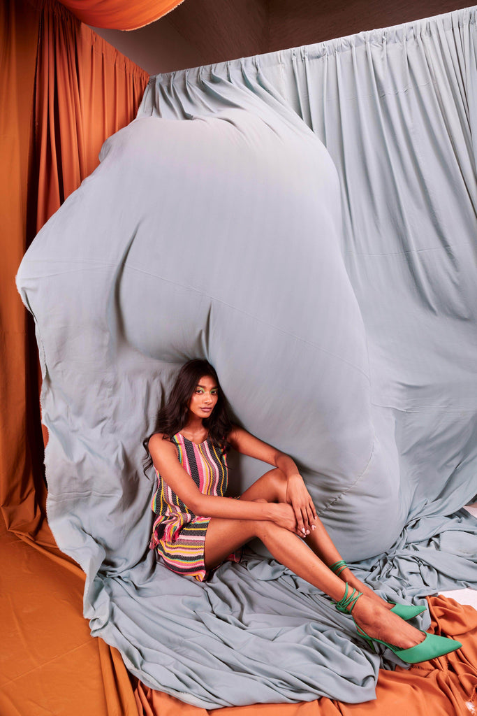 SLEEVELESS MULTI STRIPE SET - dash and dot dash and dot